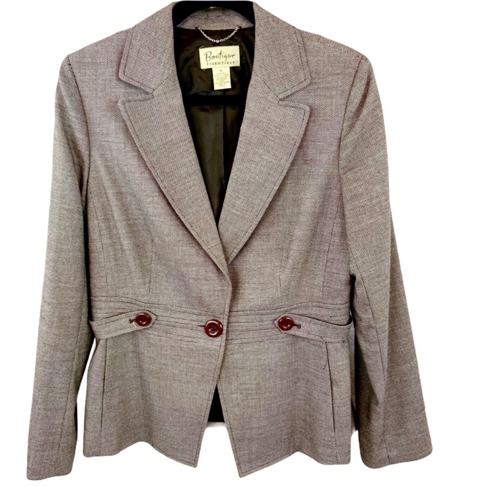 Boutique Essentials Brown Blazer Jacket Size 10 - image 1